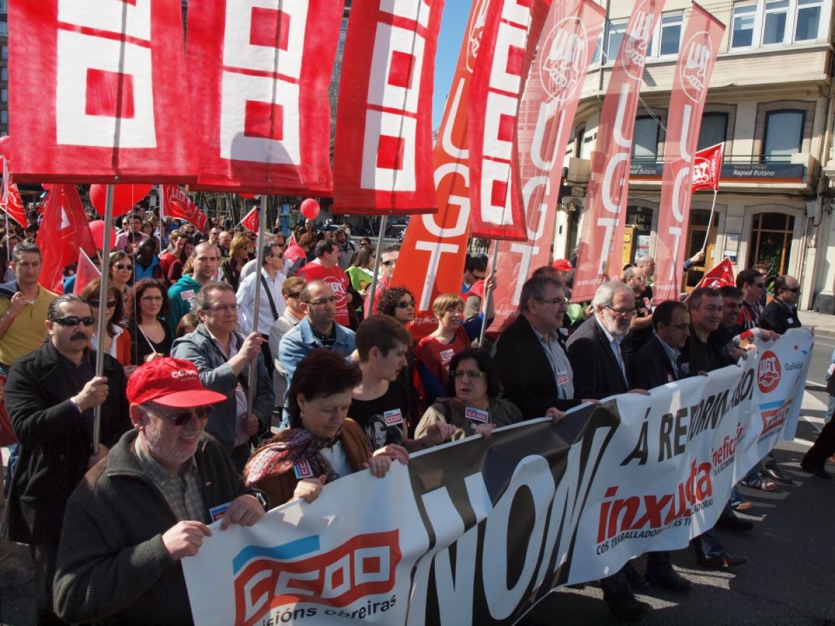Manifestación de CC.OO. e UGT na Coruña