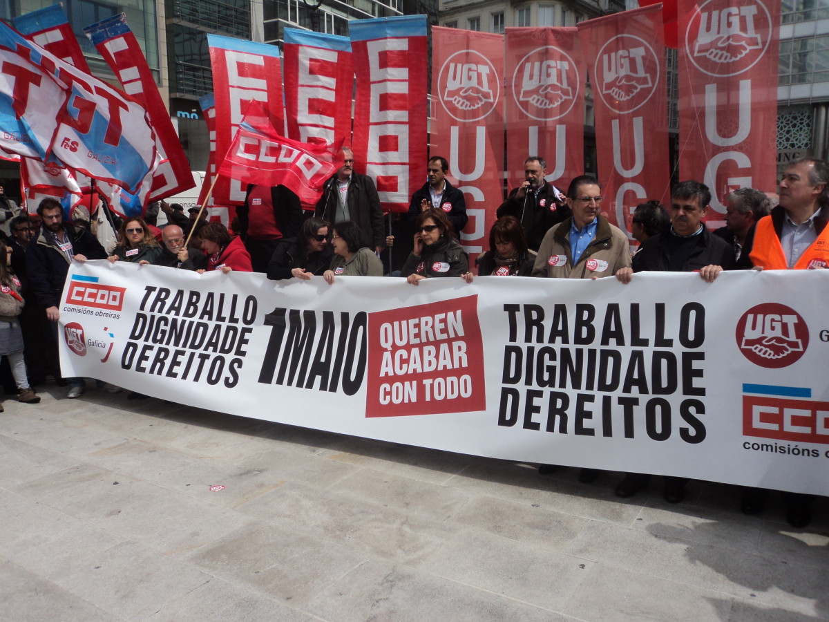 Manifestación de CC.OO. e UGT na Coruña