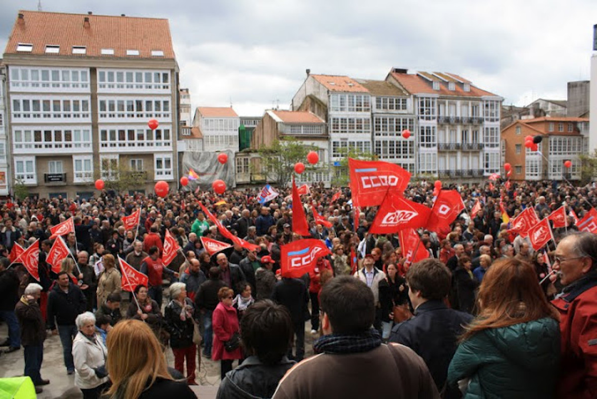Manifestación de CC.OO. e UGT en Ferrol